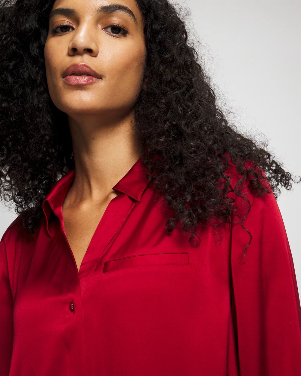 Satin Long-Sleeve Sleep Shirt