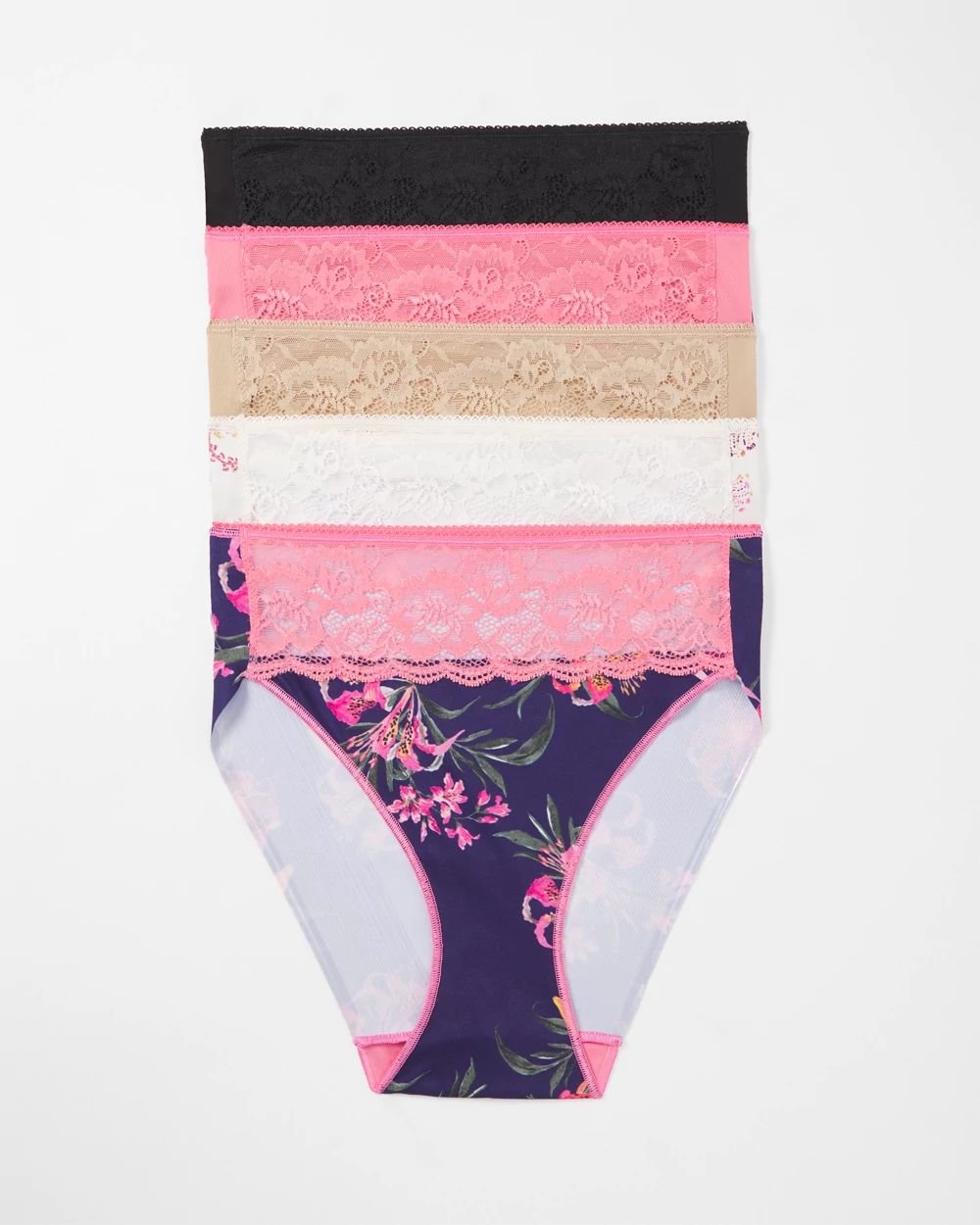 Vanishing Edge High-Leg Brief Panty with Lace 5 Pack