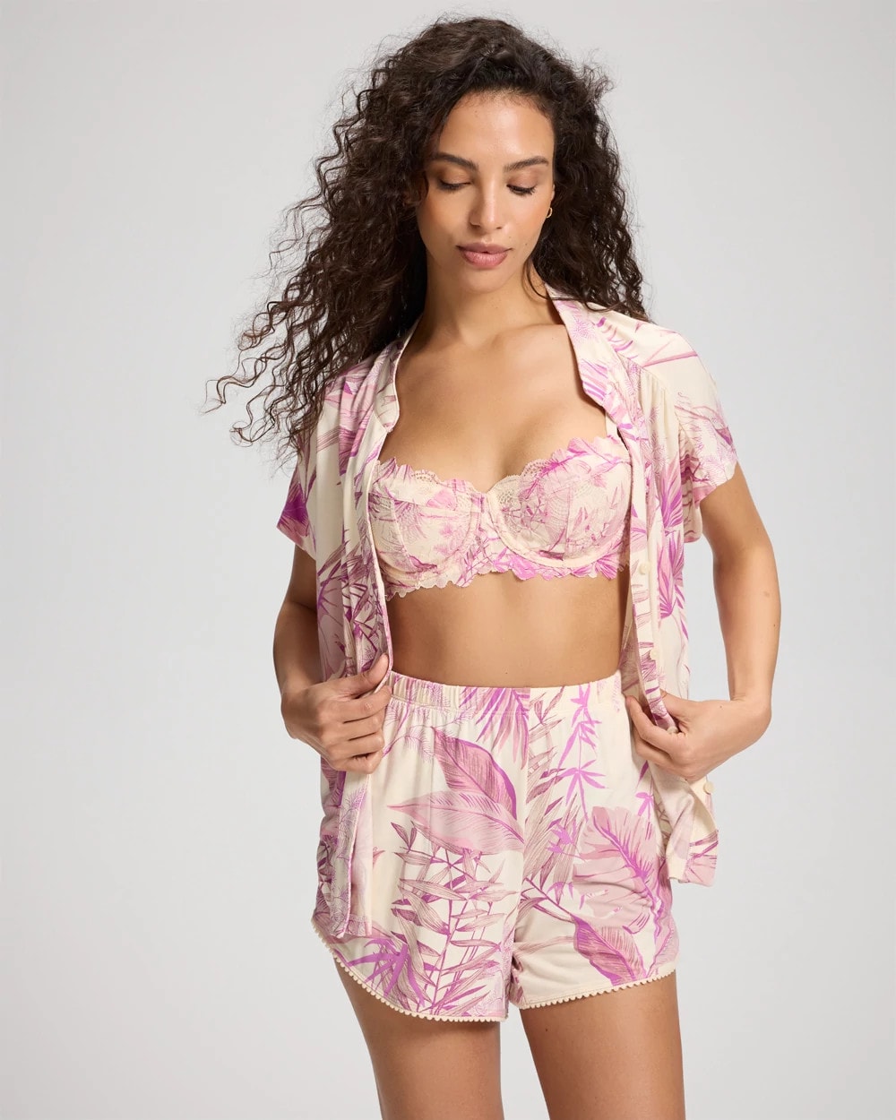 Relaxed Pom Trim Pajama Shorts
