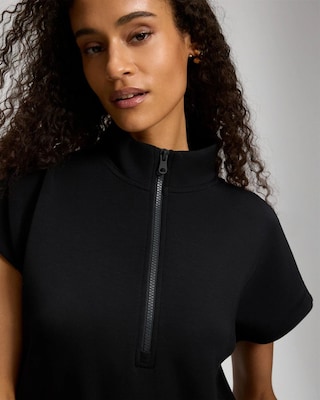 Modern Modal Quarter-Zip Short Sleeve Lounge Dress click to view larger image.