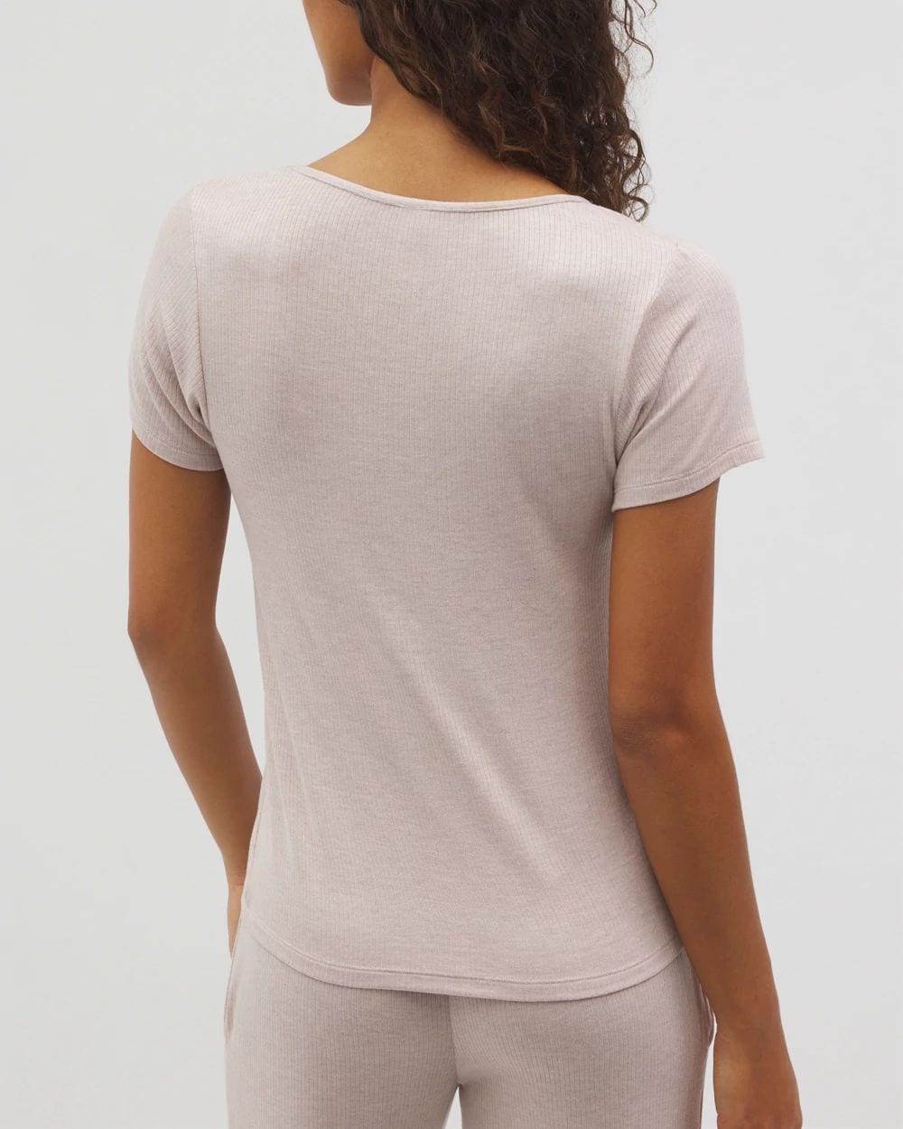 Lightweight Rib Knit Short Sleeve Pajama Tee
