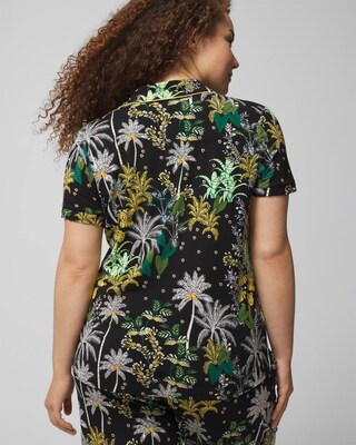 Piped Short Sleeve Notch Collar Pajama Top click to view larger image.