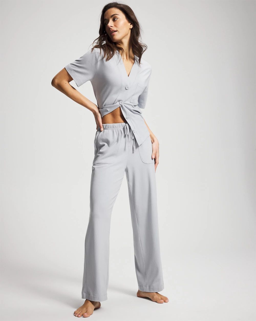 Most Loved Cotton Button-Front Pajama Tee