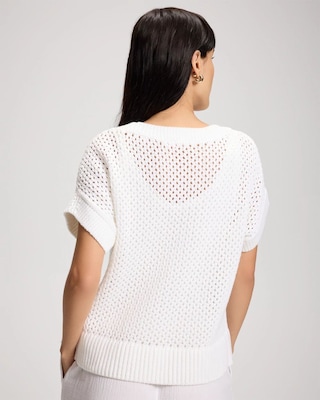 Cotton Mesh-Stitch Relaxed Fit Dolman Top click to view larger image.