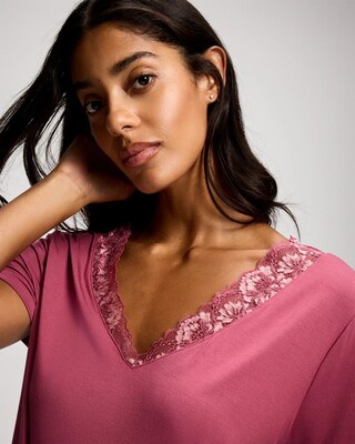 Romantic Lace Short Sleeve Pajama Top click to view larger image.