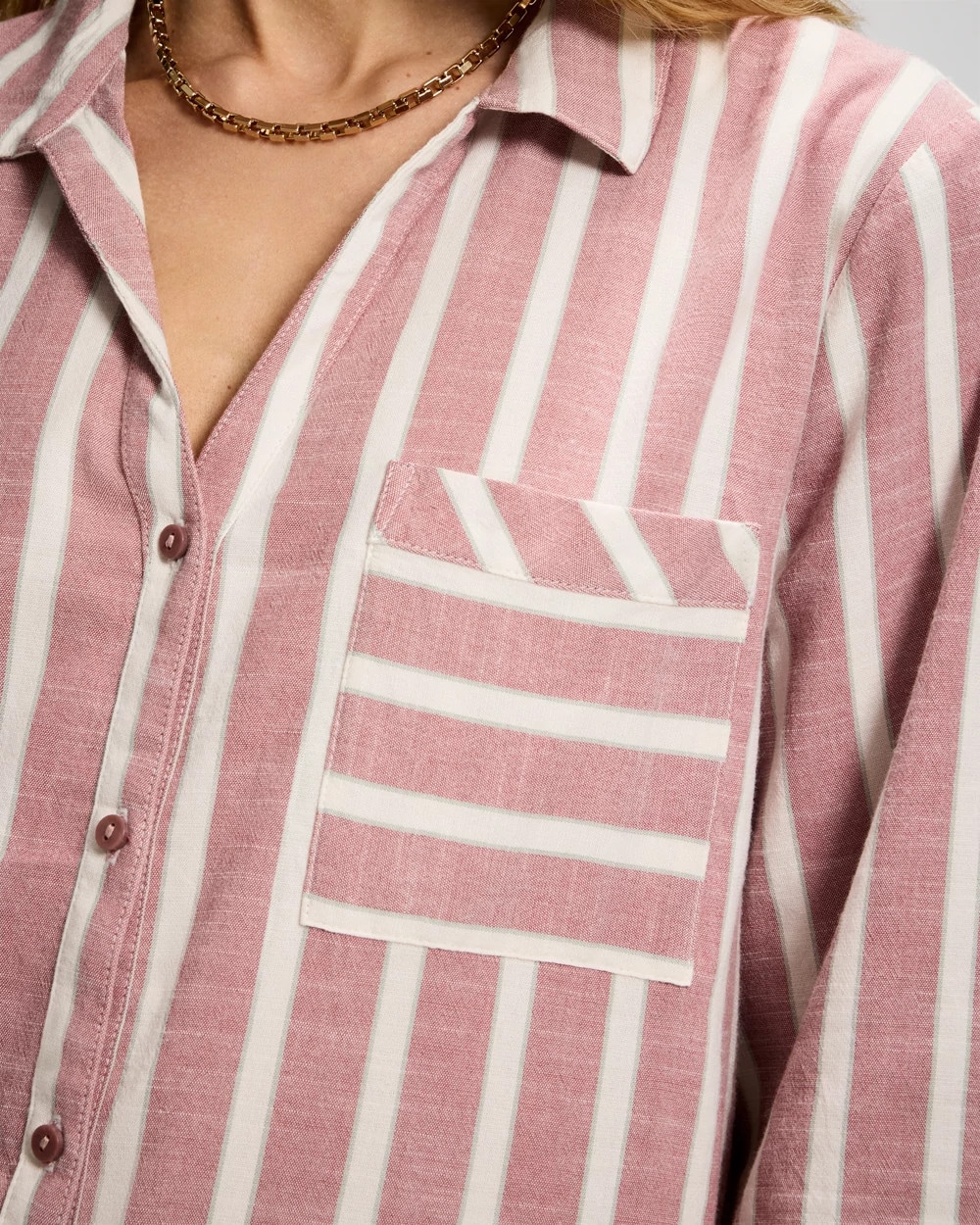 Beach Cotton Long Sleeve Button-Up