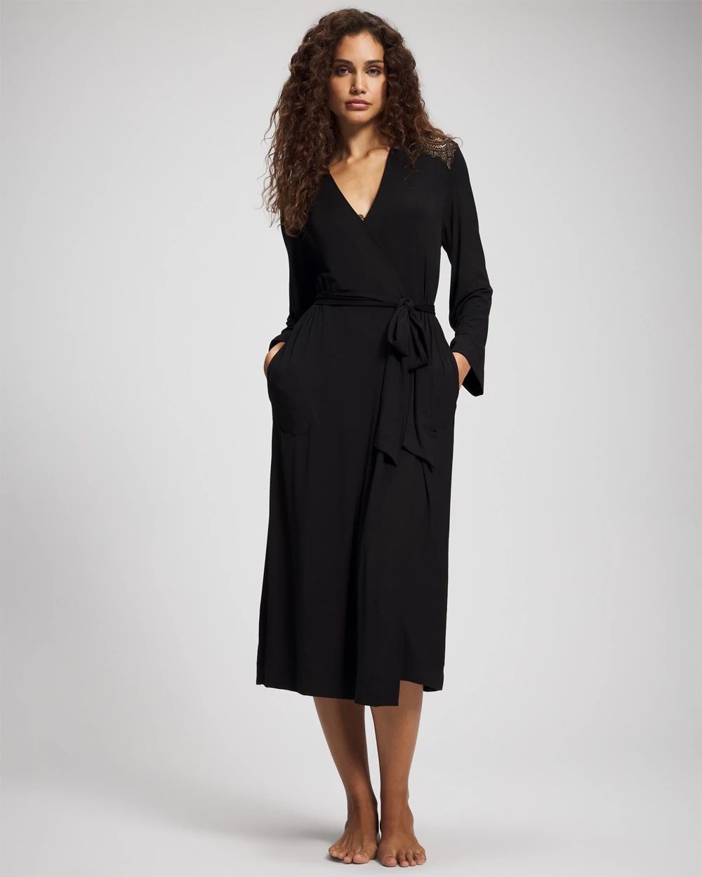 Cool Nights Long Robe with Lace