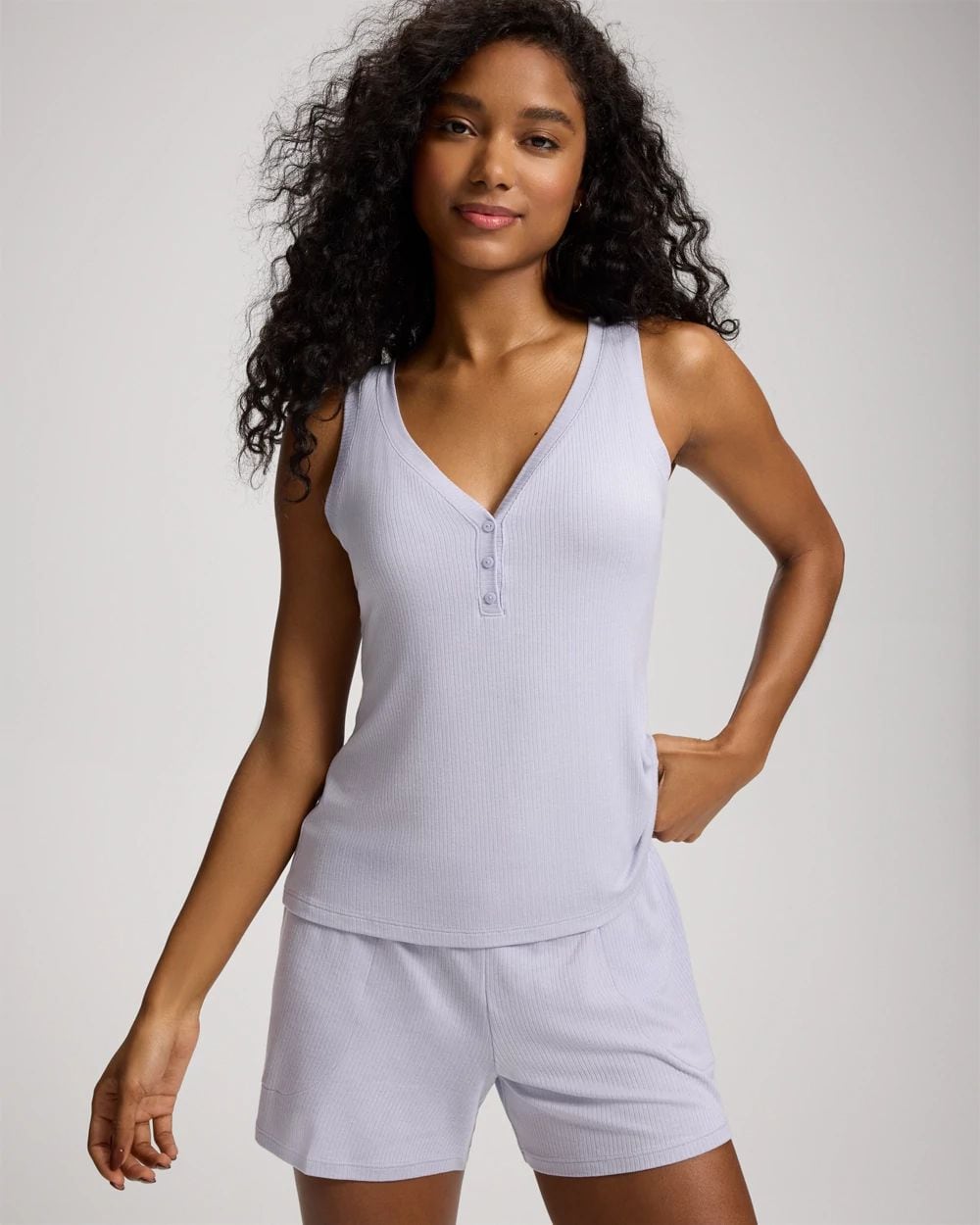 Lightweight Rib Knit Slim Fit Pajama Tank