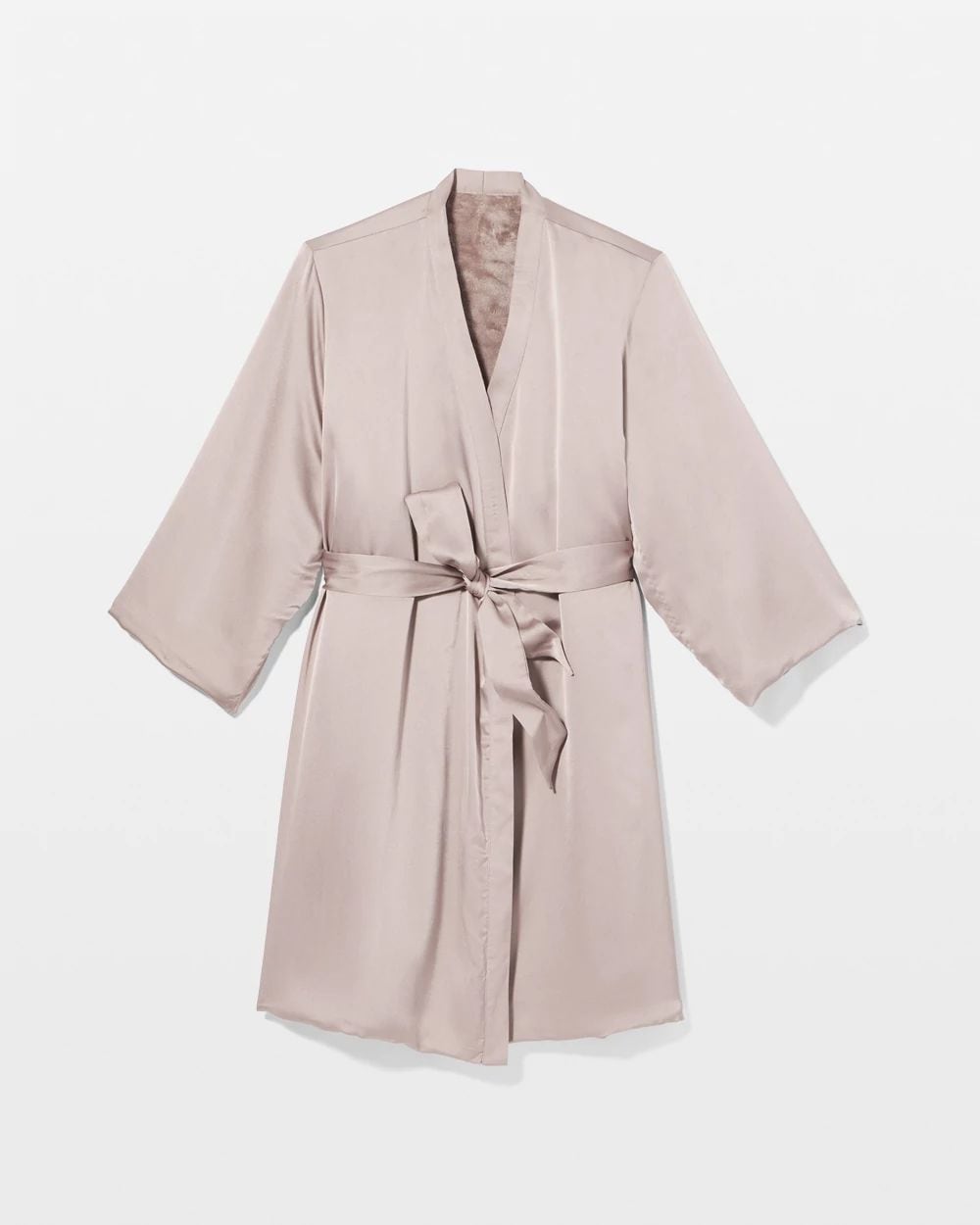 Satin Reversible Short Robe with Plush Interior