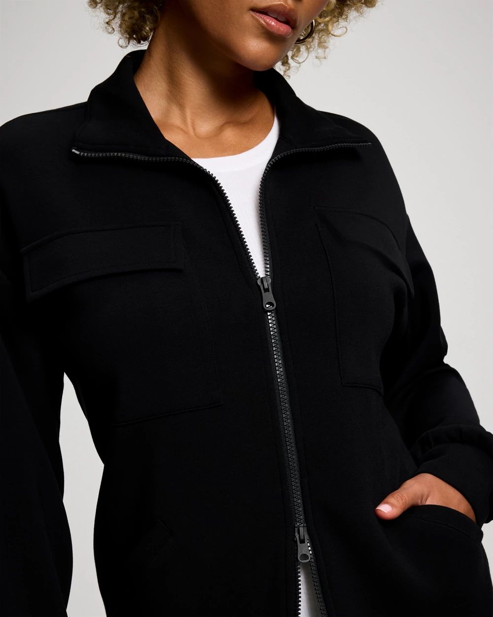 Modern Modal Funnel Neck Cinch Jacket click to view larger image.