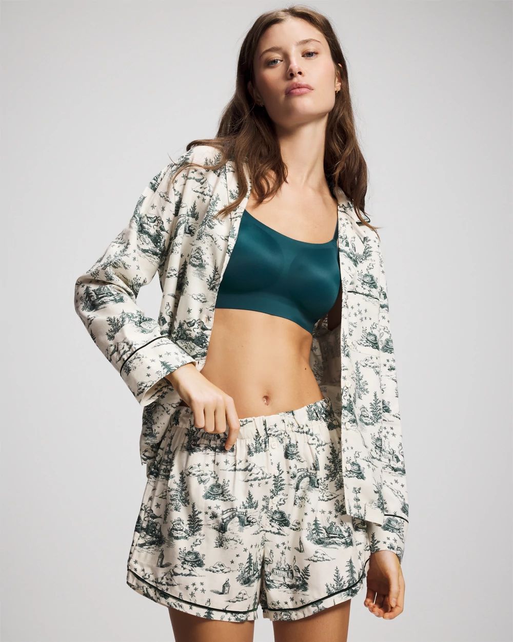 Flannel Velvet Piped Boxer Pajama Short