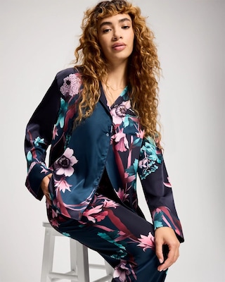 Long Sleeve Notch Collar Pajama Top click to view larger image.