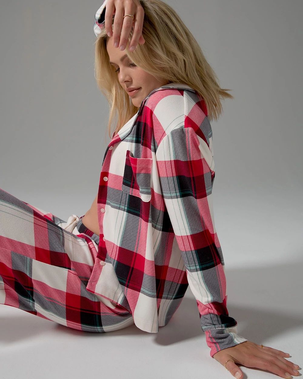 Long Sleeve Notch Collar Pajama Top
