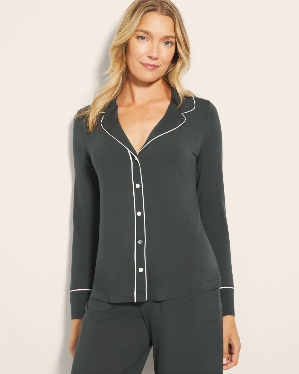 Cool Nights Long-Sleeve Notch Collar Pajama Top