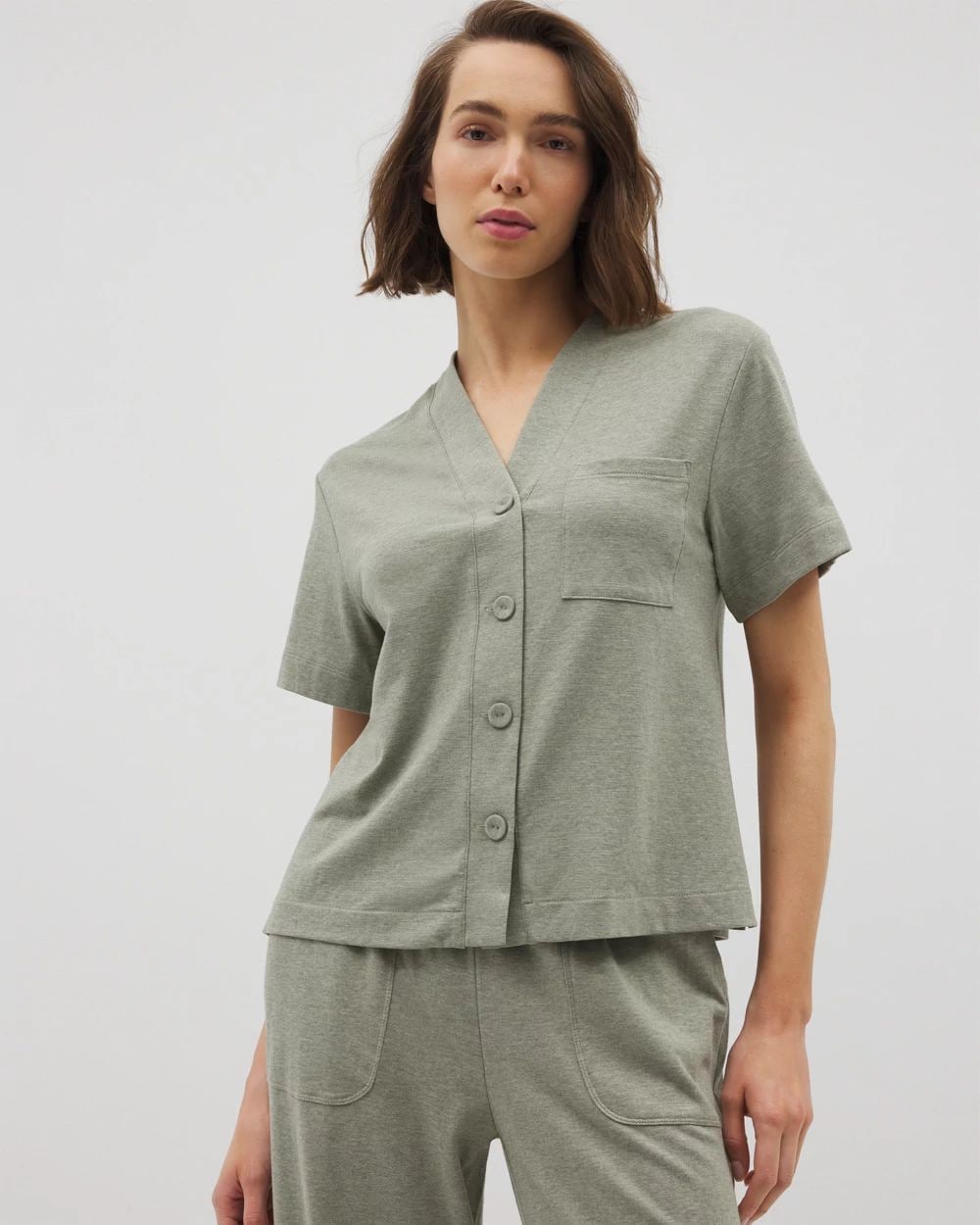 Most Loved Cotton Button-Front Pajama Tee