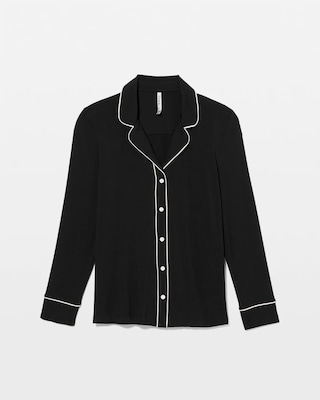Long-Sleeve Notch Collar Pajama Top click to view larger image.