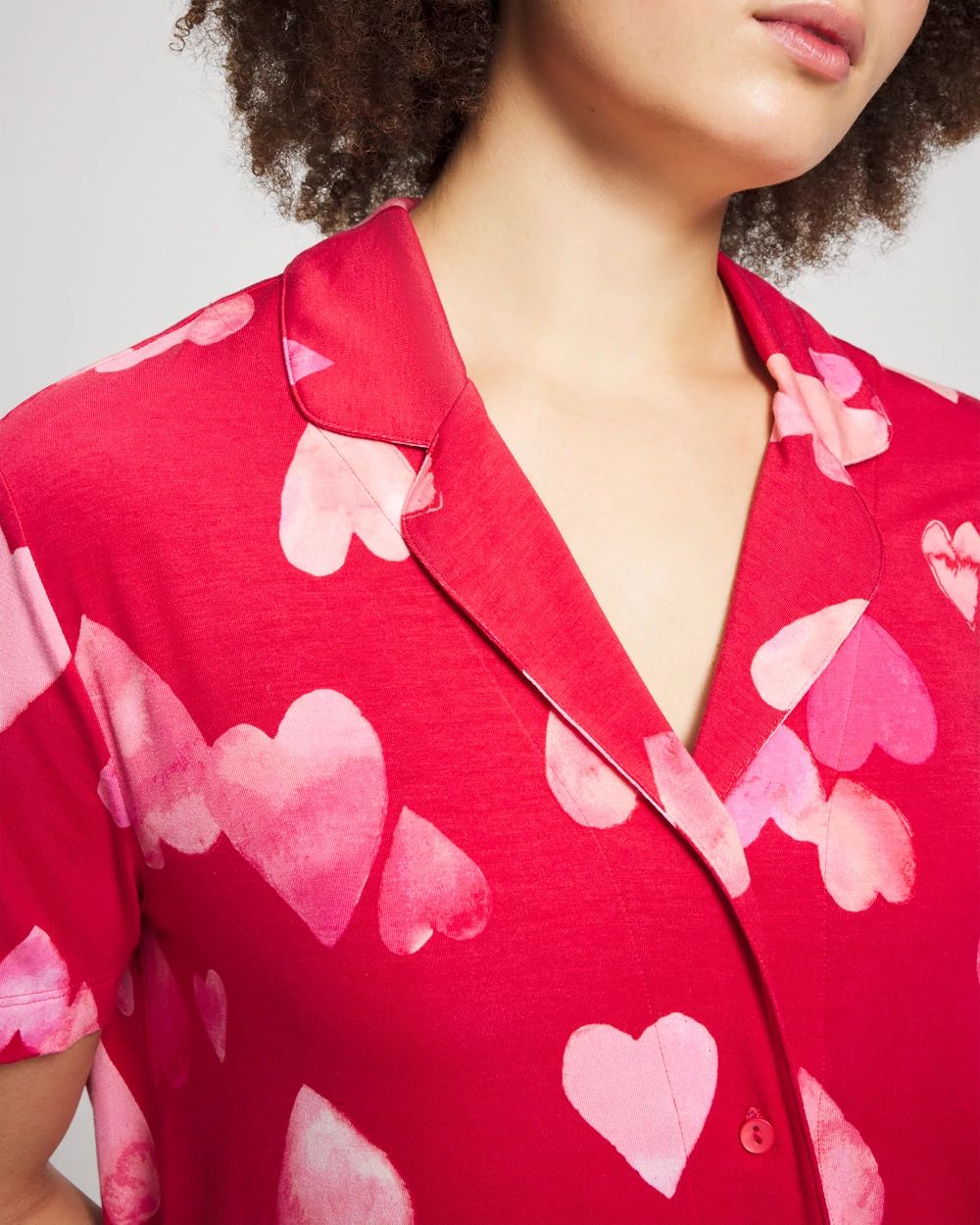 Cool Nights Short Sleeve Notch Collar Pajama Top