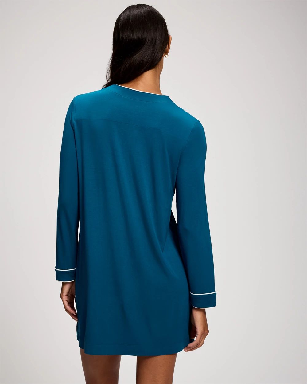 Piped Long-Sleeve Sleepshirt click to view larger image.