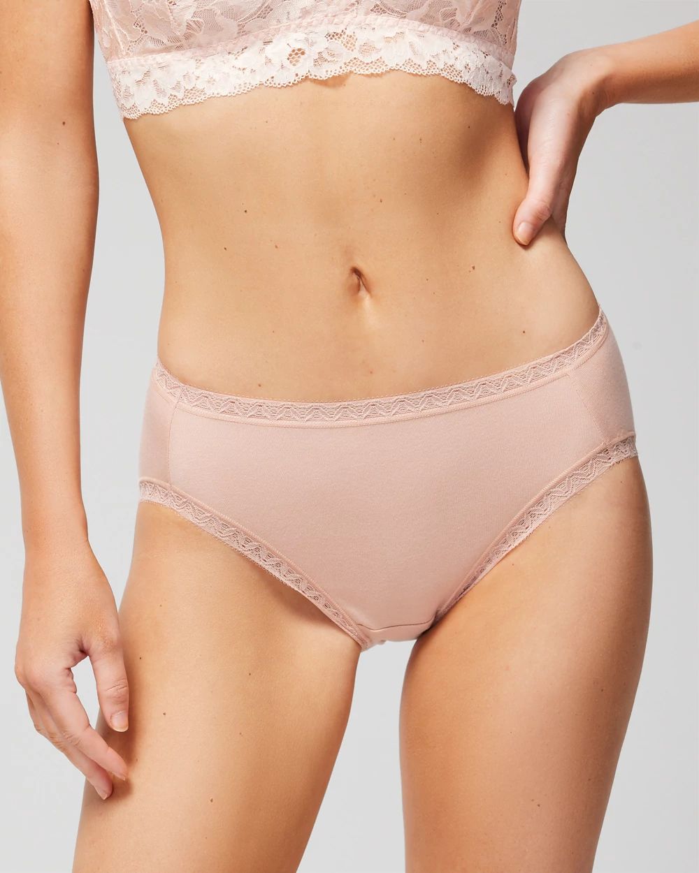 Cotton High-Leg Brief Panty with Lace Trim