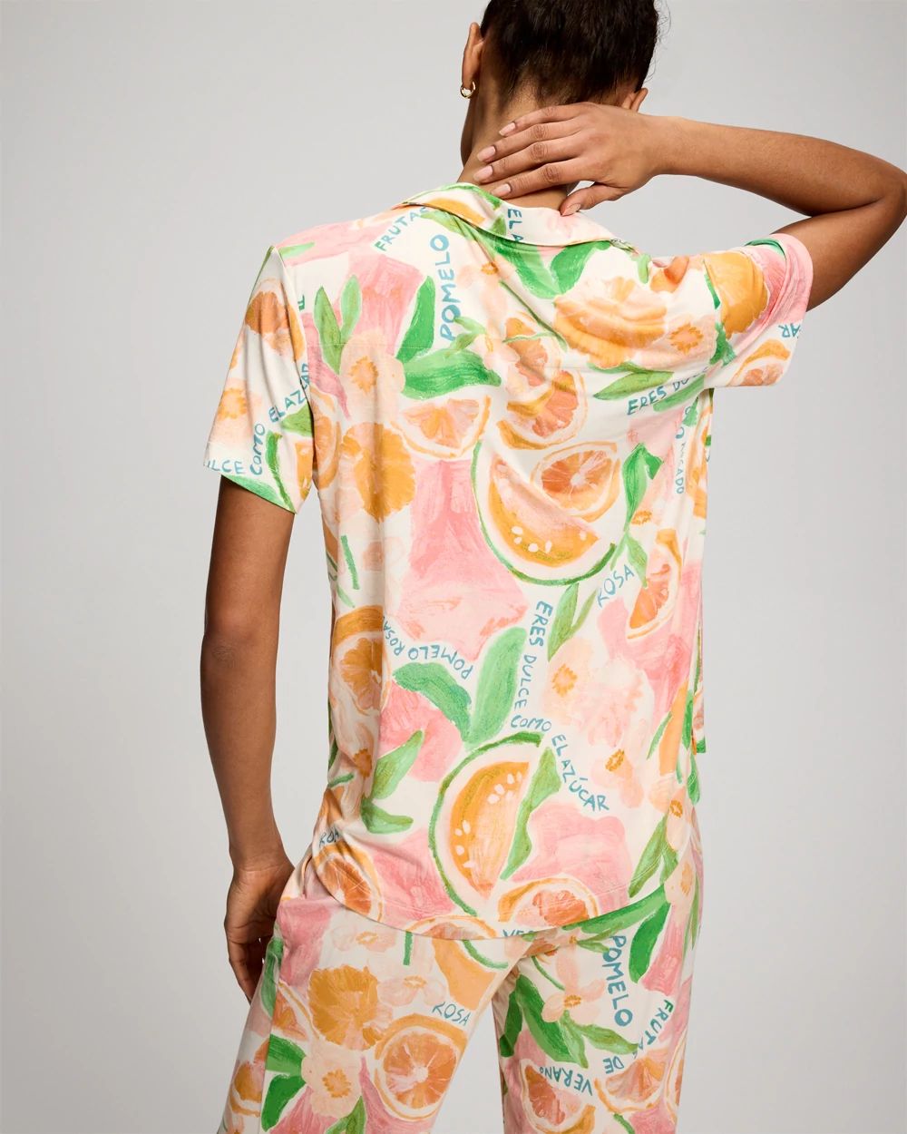 Short Sleeve Notch Collar Pajama Top click to view larger image.