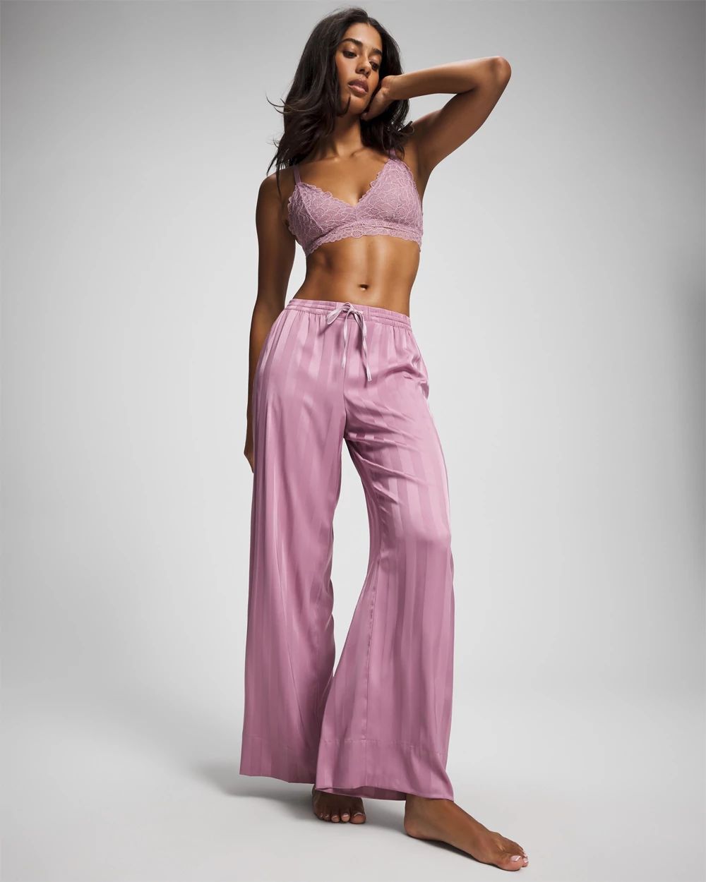 Satin Shadow Stripe Pajama Pant