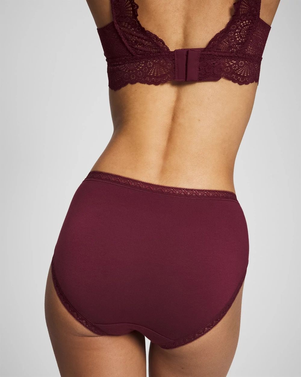 Cotton High-Leg Brief Panty with Lace Trim
