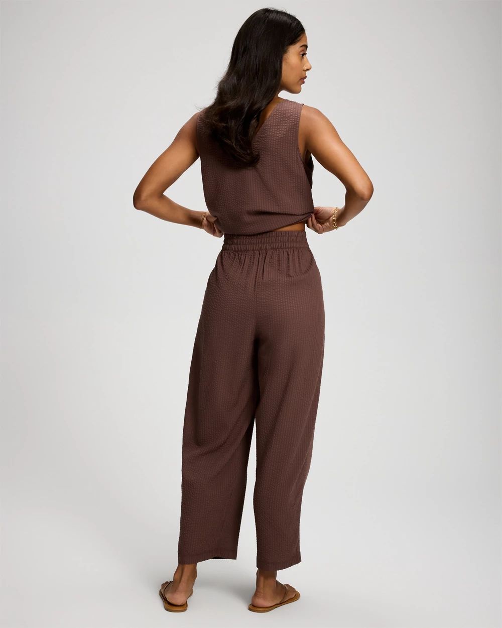 Textured Stripe Relaxed Barrel Pants click to view larger image.