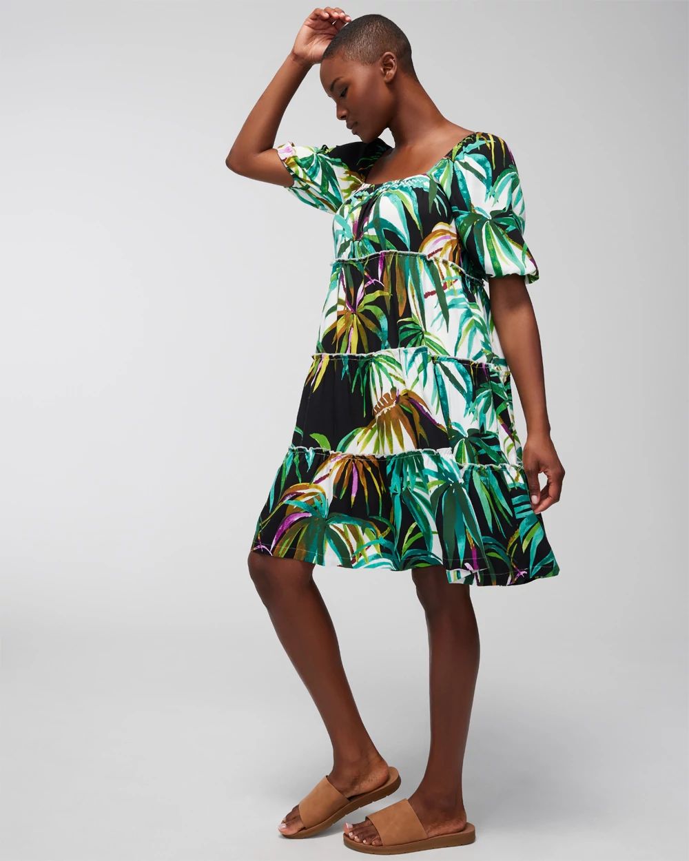 Woven Tiered Short Bra Dress