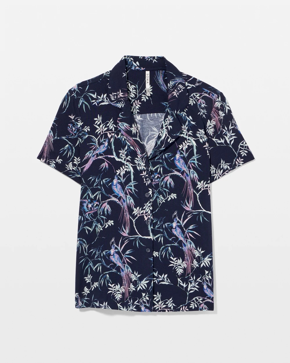 Short Sleeve Notch Collar Pajama Top