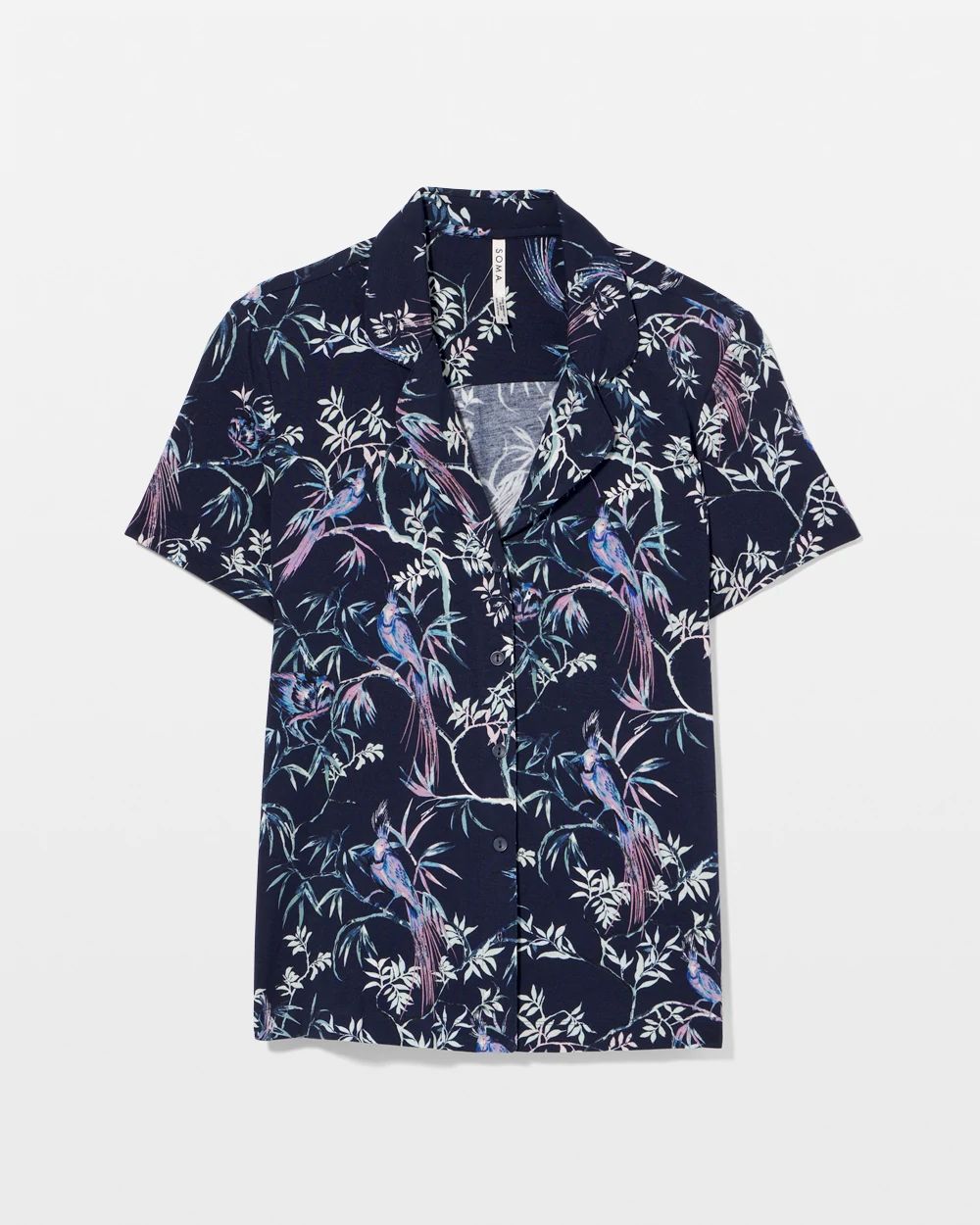 Short Sleeve Notch Collar Pajama Top click to view larger image.