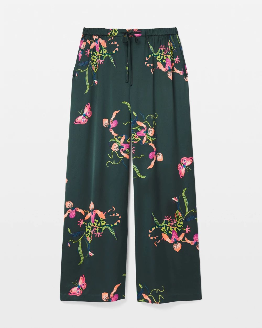 Satin Wide-Leg Pajama Pants