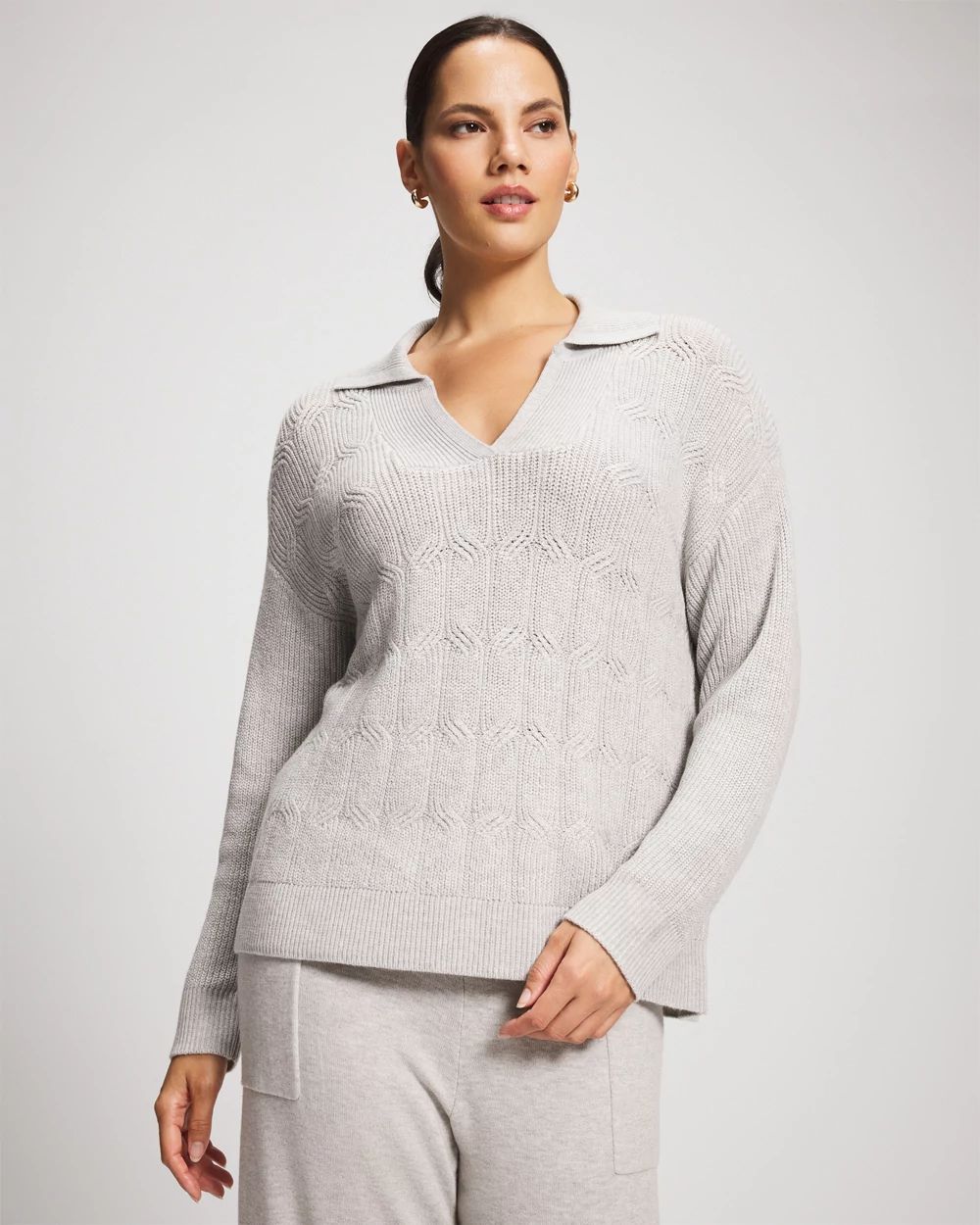 Premier Knit Cable Knit Collared Sweater