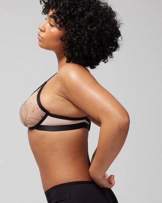 Plunge Unlined Bra with Linework Embroidery