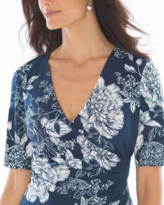 Adrianna Papell Side Ruched Dress Blue Multi