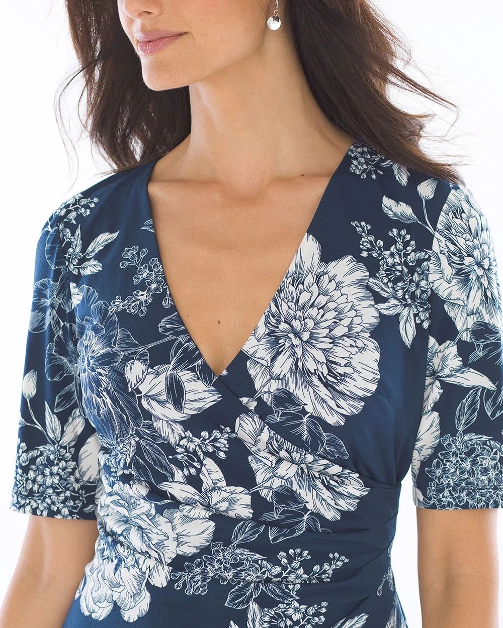 Adrianna Papell Side Ruched Dress Blue Multi