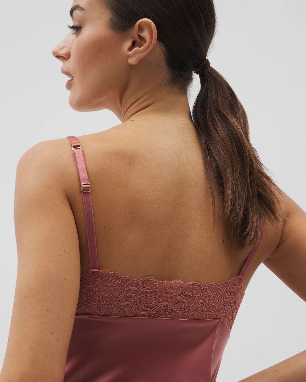 Stretch Luster Knit Lace-Trim Pajama Cami