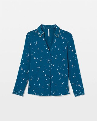 Long-Sleeve Notch Collar Pajama Top