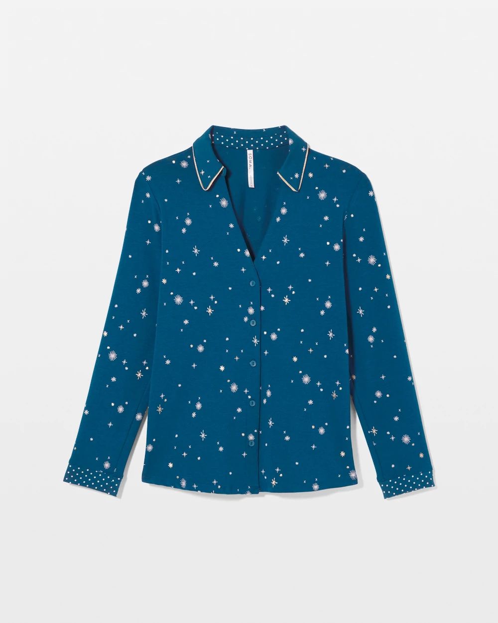 Long-Sleeve Notch Collar Pajama Top