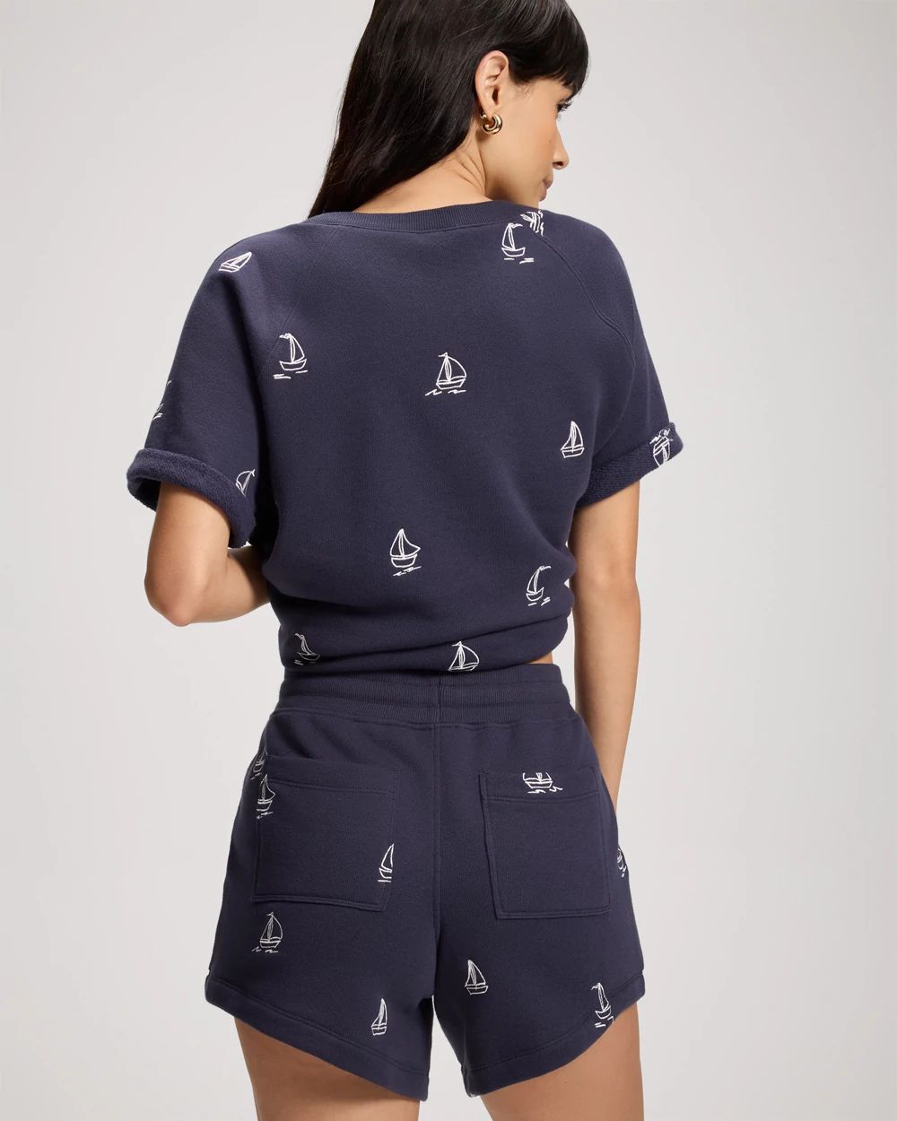 Cotton Terry Relaxed Embroidered Shorts