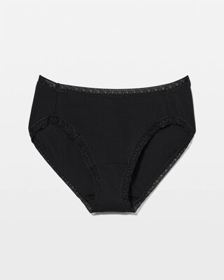 Cotton High-Leg Brief Panty with Lace Trim click to view larger image.