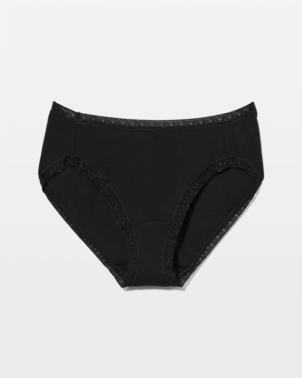 Cotton High-Leg Brief Panty with Lace Trim click to view larger image.