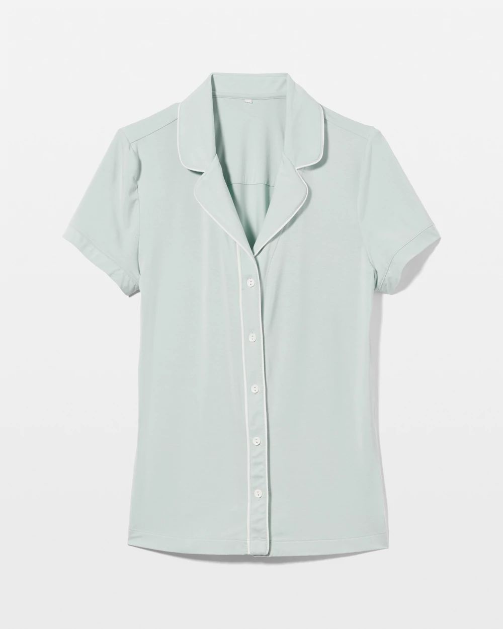 Cool Nights Solid Short Sleeve Notch Collar Pajama Top