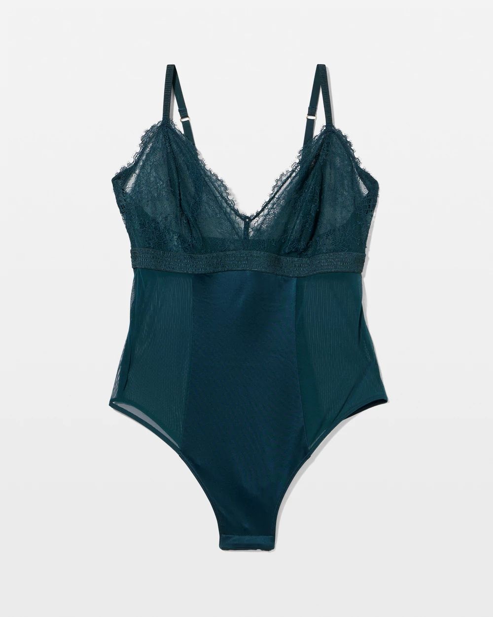 Stretch Luster Knit Lace Bodysuit