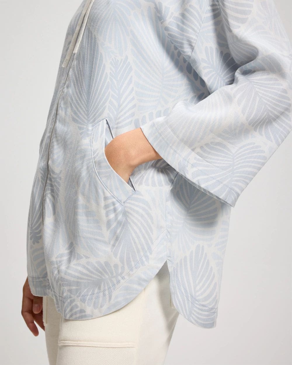 Chambray Oversized Zip-Up Jacket