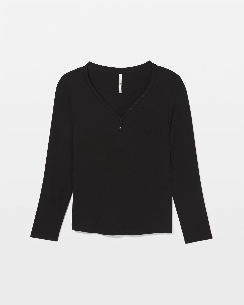 Lightweight Rib Knit Long-Sleeve Pajama Henley