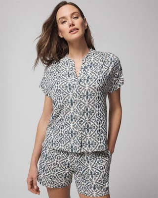 Short-Sleeve Button-Front Pajama Top