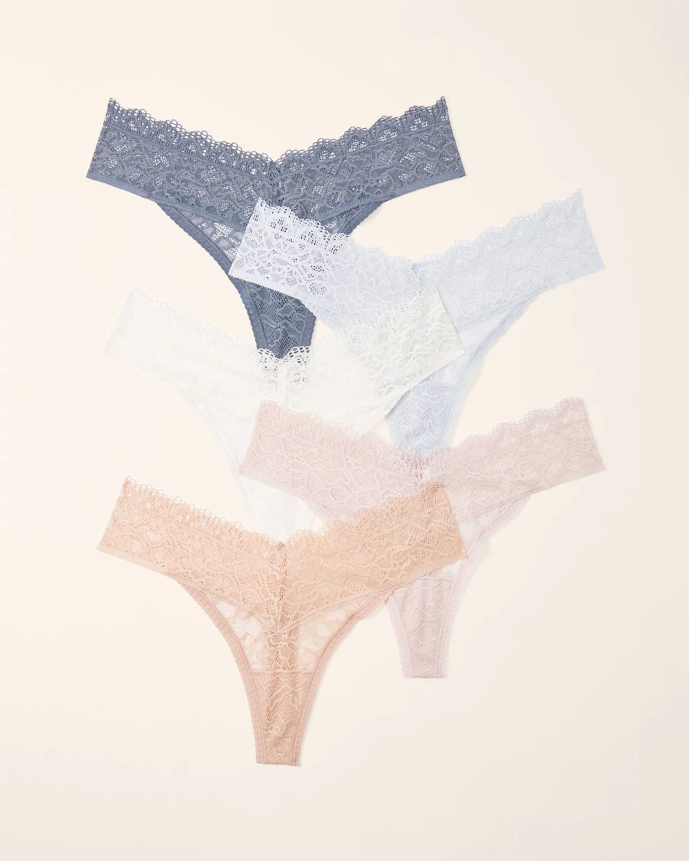 Embraceable Thong Panty with Enchanting Lace 5 Pack