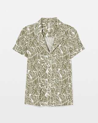 Piped Short Sleeve Notch Collar Pajama Top click to view larger image.