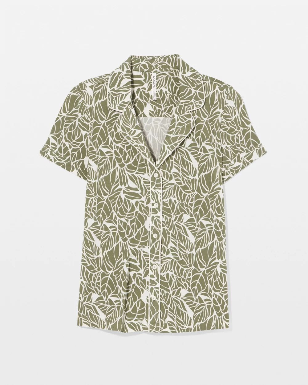 Cool Nights Piped Short Sleeve Notch Collar Pajama Top