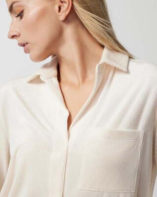 bed Long-Sleeve Notch Collar Pajama Top